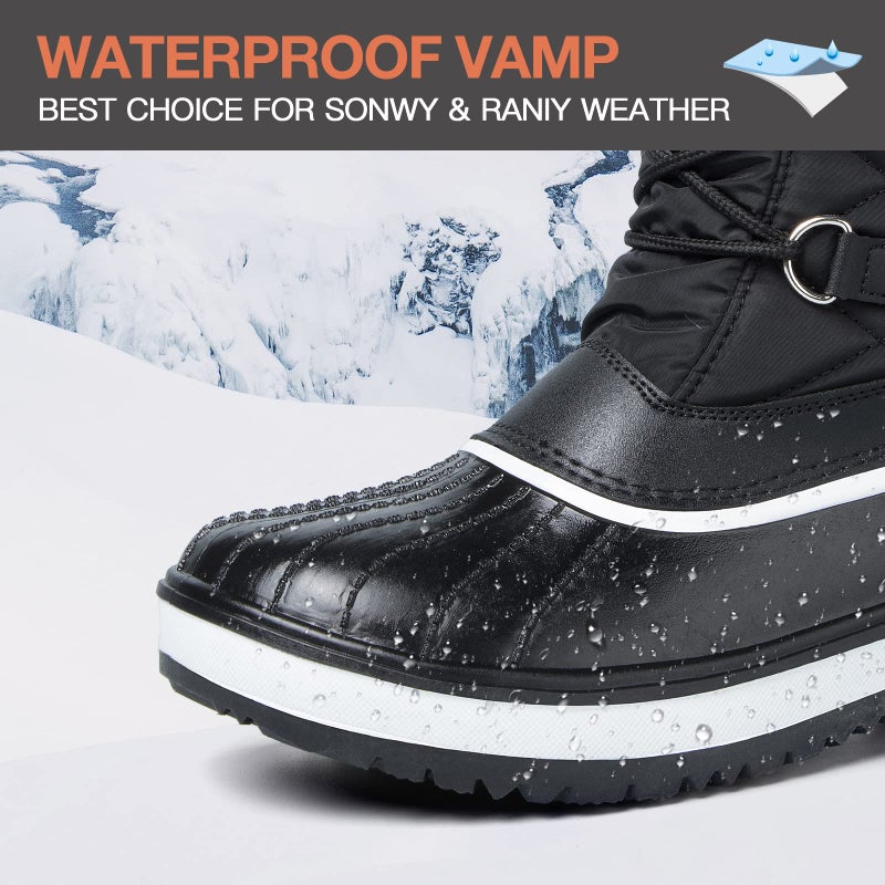 mysoft Women's Waterproof Winter Boots, Warm Insulated Snow Boots for Outdoor R-Black 9 - Image 4